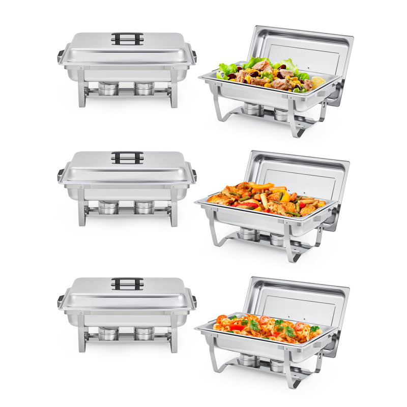 Ensemble de 2 réchauds et de réchauds pour buffet avec couvercle et cadre pliable Chafing