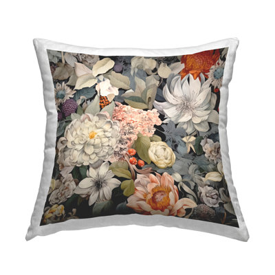 Grey Mixed Botanicals Decorative Printed Throw Pillow Design by Lazar Studio