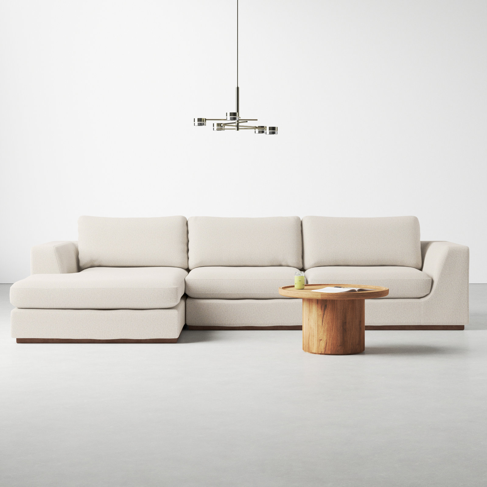 Marah Modular Upholstered Chaise L-Sectional, Left Hand Facing, Aldred Silver/Polyester Blend