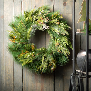 Artificial 24" Mixed Pine & Juniper Wreath