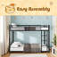 Twin Over Twin Metal Bunk Bed, Low Bunk Bed With Ladder, Bed Frame,Black, Sturdy Steel Construction, Safe Design, Easy Assembly, 250Lb Upper Bed Capacity, 350Lb Lower Bed Capacity