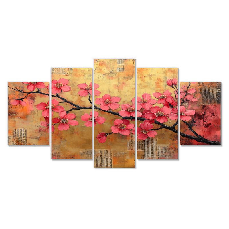 «Cherry Blossom I», art mural rose et rose