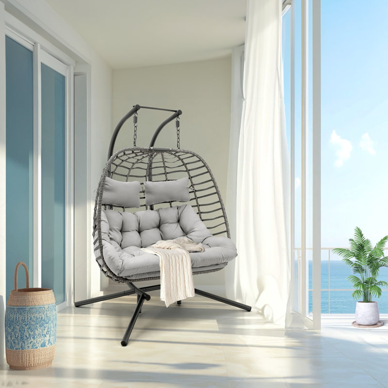 Balancelle double avec support Burhans, Gris