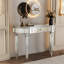 Console à miroir de 47 po avec tiroir en verre cannelé et bouton en cristal, entrée argentée pour la chambre à coucher, gris et argent