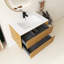 Corolla Oak Wall-Mounted Plywood Woodgrain Bathroom Vanity With With Drawers