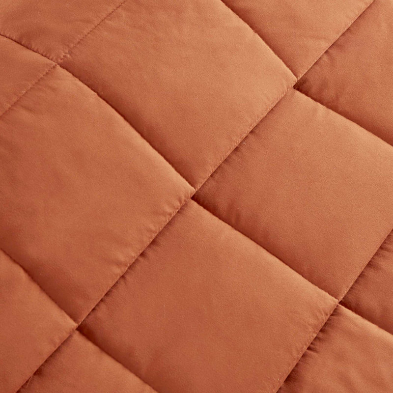 1 couverture légère en duvet synthétique avec garniture en satin, Lit simple, Orange