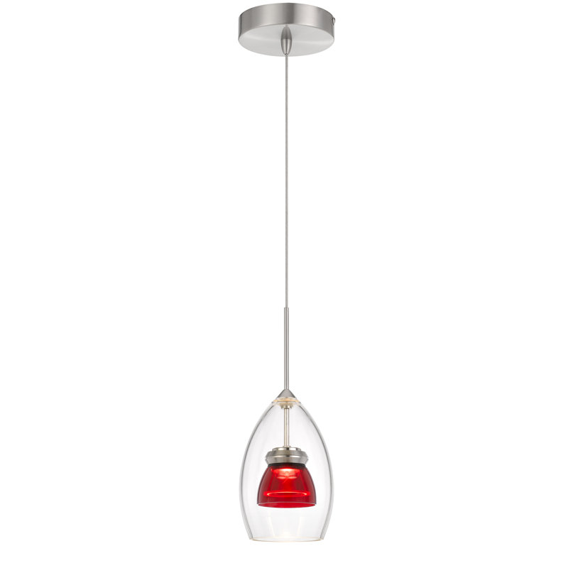 Luminaire suspendu conique à 1 lumière Lambdin, Transparent / Rouge