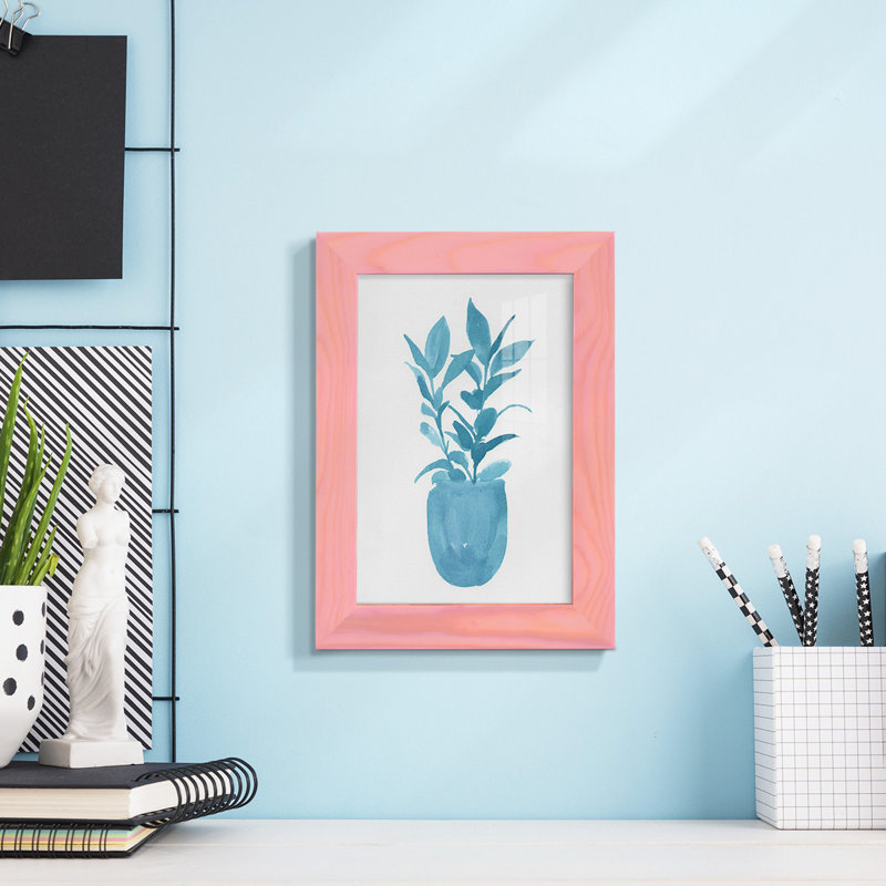 Watercolor House Plant III, encadré sur papier, L 6 po x H 8 po x P 1 po, Encadré rose