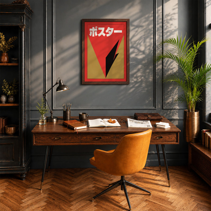 Poster Fragment Retro - Framed Print, A2 - 59.4 x 42.0 cm, Walnut