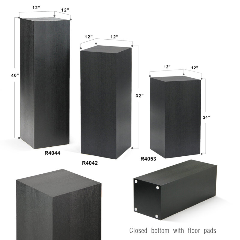 MDF Square Columns / Pedestals, Black, 24