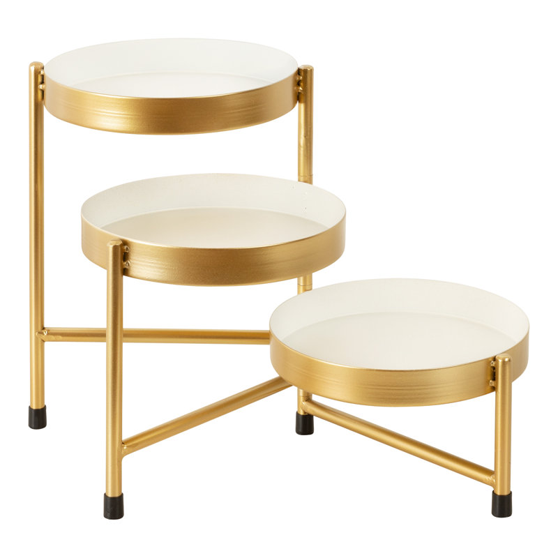 Oquendo Plant Stand, White/Gold