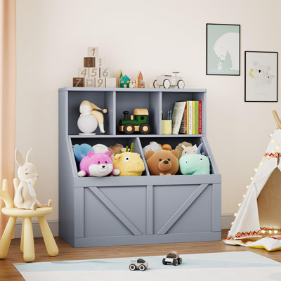 Bibliothèque pour enfants et rangement pour jouets, organisateur de rangement pour jouets pour enfants, armoire de rangement pour jouets avec tablette pour jouets, organisateur de bibliothèque pour tout-petits et bacs de rangement pour salle de jeux, ch