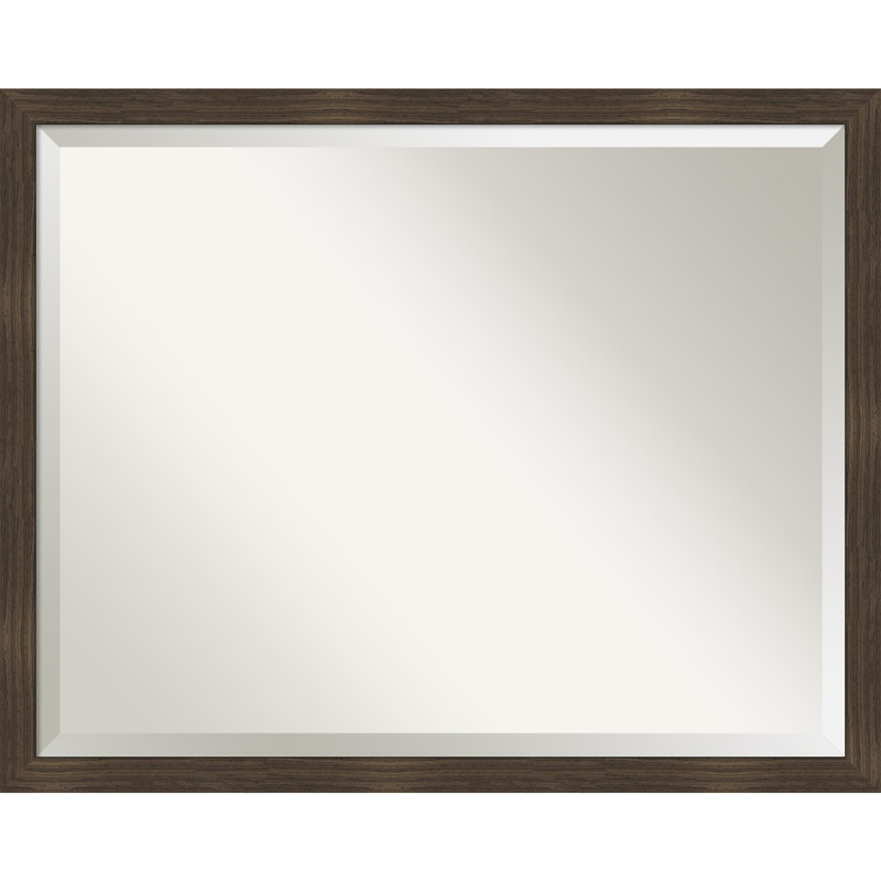 Miroir mural en bois Jobany, Rectangle, 24 po x 30 po, Brun foncé