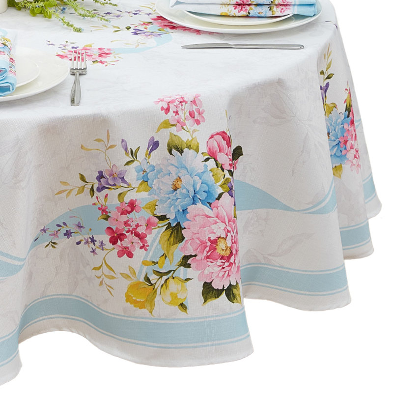 Odenton Rose Cottage Floral Engineered Tablecloth, 60" x 84" Oval