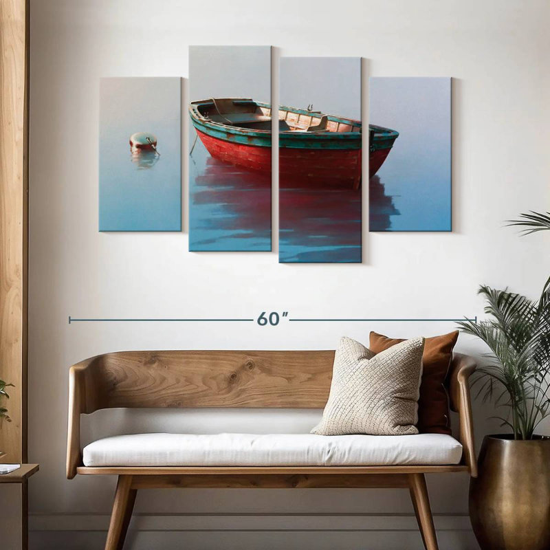 Mehar Red Rowboat On Calm Waters