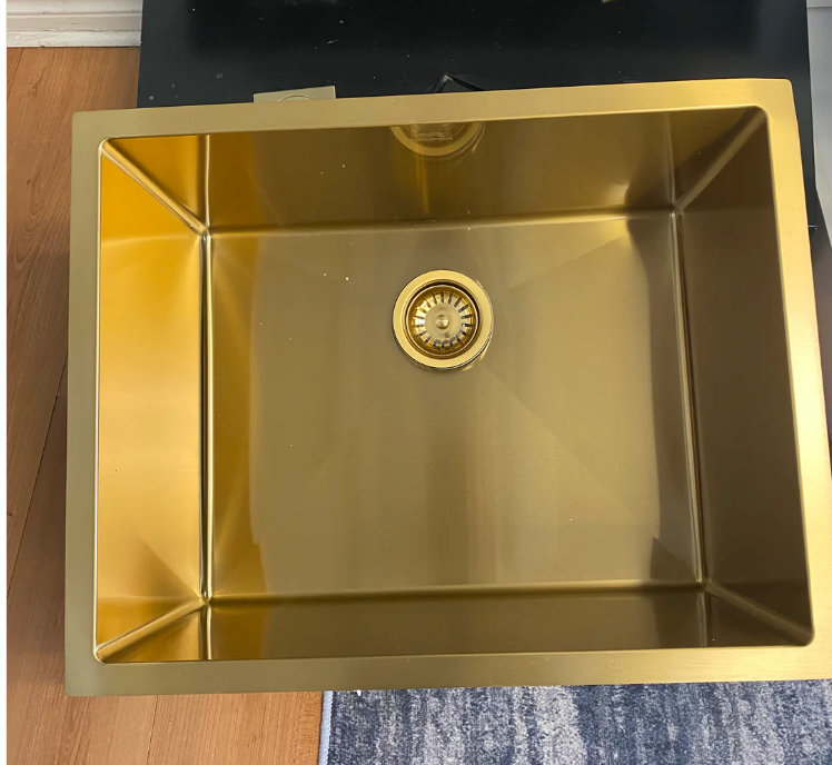 Gold Brushed Stainless Steel Double Bowl Sink – 75x40cm, Undermount, With Drain Kit & Noise Reduction