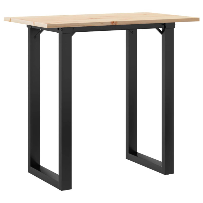 Dining Table O-Frame Solid Wood Pine And Steel, 29.7"H x 31.5"L x 19.7"W