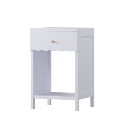 Space-saving Modern Nightstands, Engineered Wood, Scalloped Edge, Lavender For Bedroom