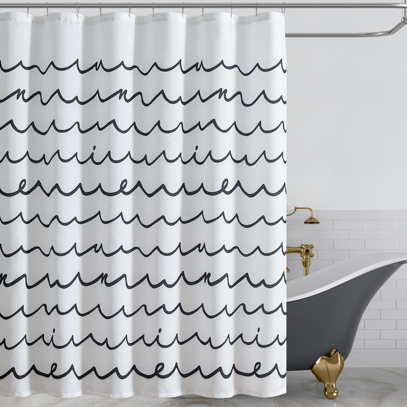 Rideau de douche imperméable à rayures simples, Noir