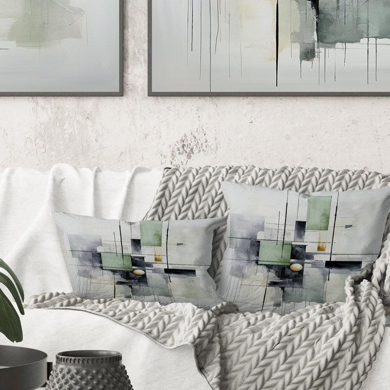 Coussin décoratif blanc à motif de suprématisme harmonieux I - Abstract