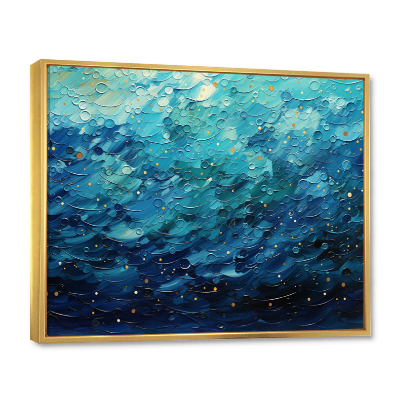 Gallacher Oceanic Pointillism I - Print, Gold Floater Framed, 16" H x 32" W x 1" D