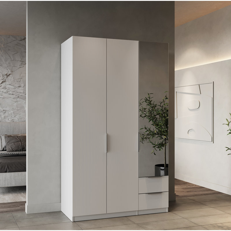 Nikkolaus 3 Door Manufactured Wood Wardrobe, White