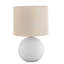 Lampe de table, corps sphérique rond en céramique 16 po, abat-jour tambour en lin beige
