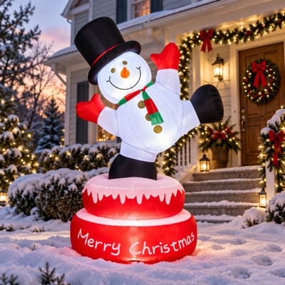 Décoration de Noël gonflable de bonhomme de neige 57 po avec mouvement rotatif, lumières DEL intégrées, décor de jardin extérieur des Fêtes