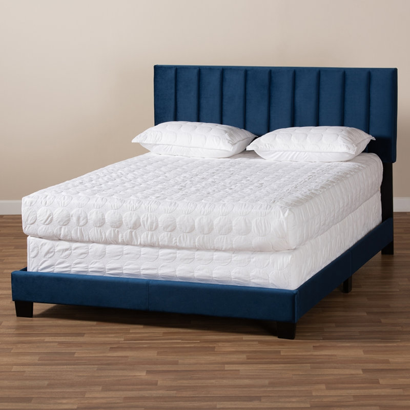Lit-bateau tapissier Exmore, velours gris, l 58,70 po x L 78,90 po x H 47,00 po Exmore, Double, Gris