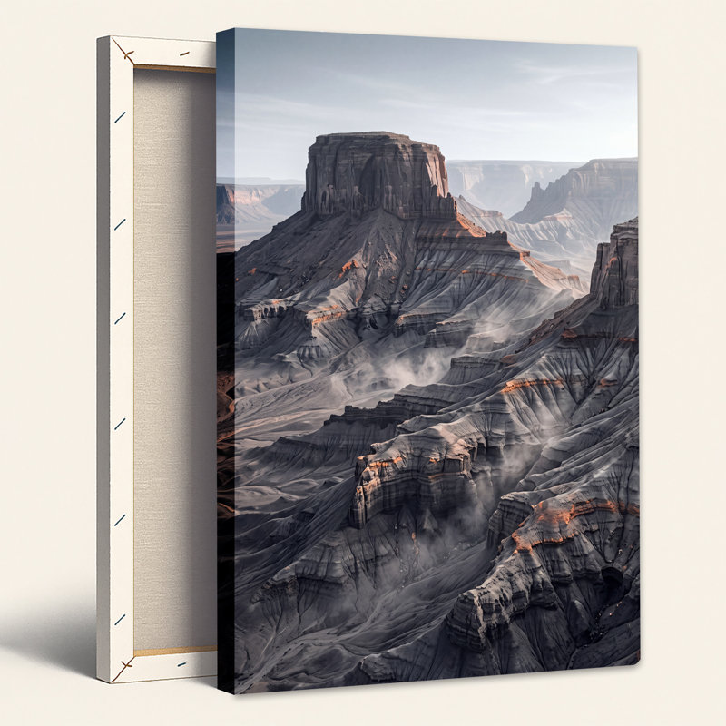 «Dramatic Gray Mesa and Canyon Landscape», H 48 po x l 32 po