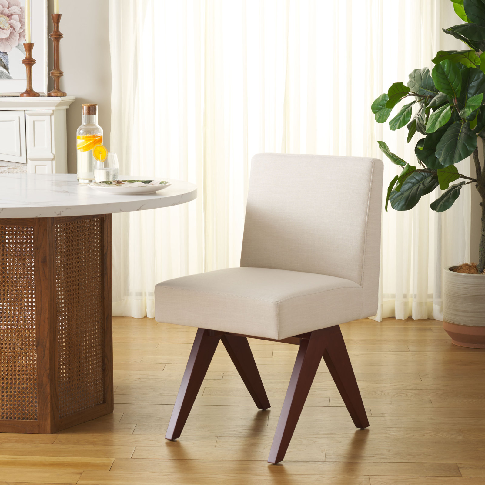 Springdale Linen Oak Parsons Chair, Walnut