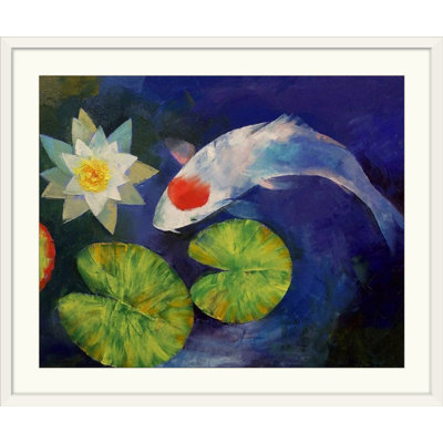 «Tancho Koi and Water Lily» par Michael Creese, reproduction d'art