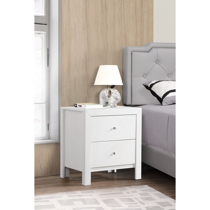 Table de chevet transitionnelle blanche élégante, Gris