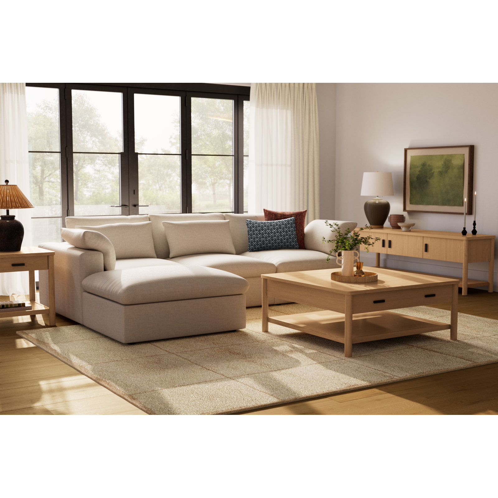 Remy 4-Piece Modular Reversible Chaise Sectional, Nave Bark Performance Distressed Velvet