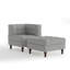 Chaise longue modulaire rembourrée en velours côtelé capitonné gris clair avec dossier rembourré et repose-pieds de rangement amovible-470715053