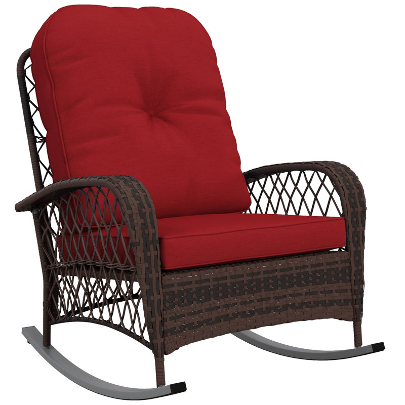 Chaise berçante en osier pour l'extérieur Outsunny, Rouge
