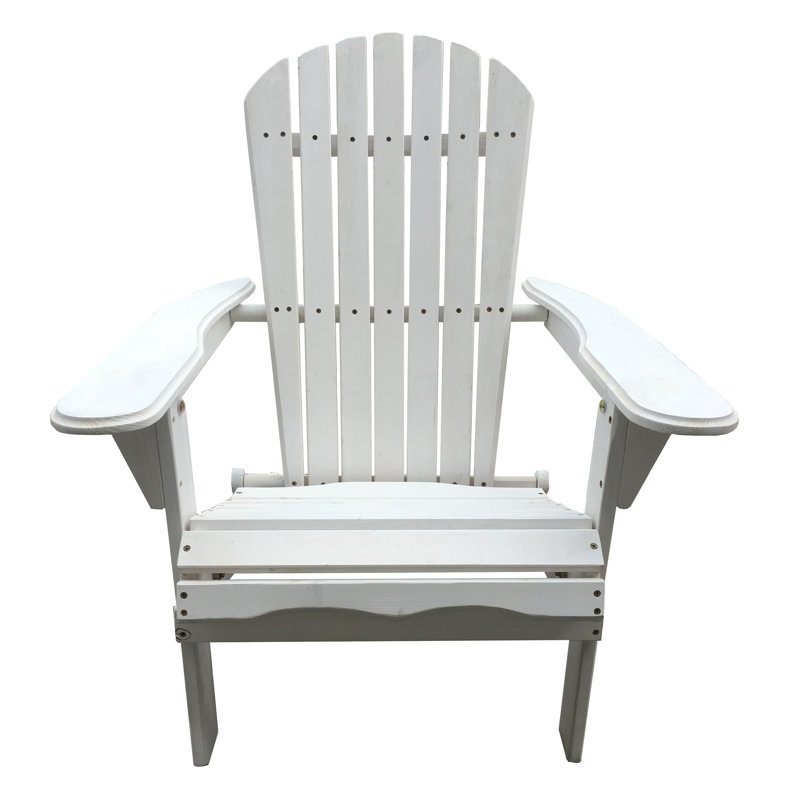 Chaise Adirondack pliante en bois massif pour l'extérieur Philbrick, Blanc