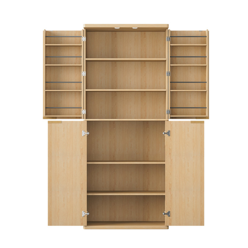 Garde-manger cannelé de 72 po de hauteur avec 6 tablettes de porte, Naturel