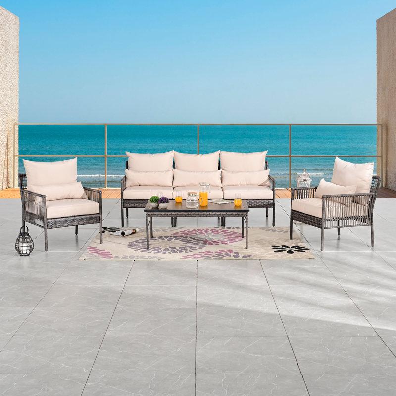 Aalaysia 6-Piece Outdoor Wicker Conversation Set