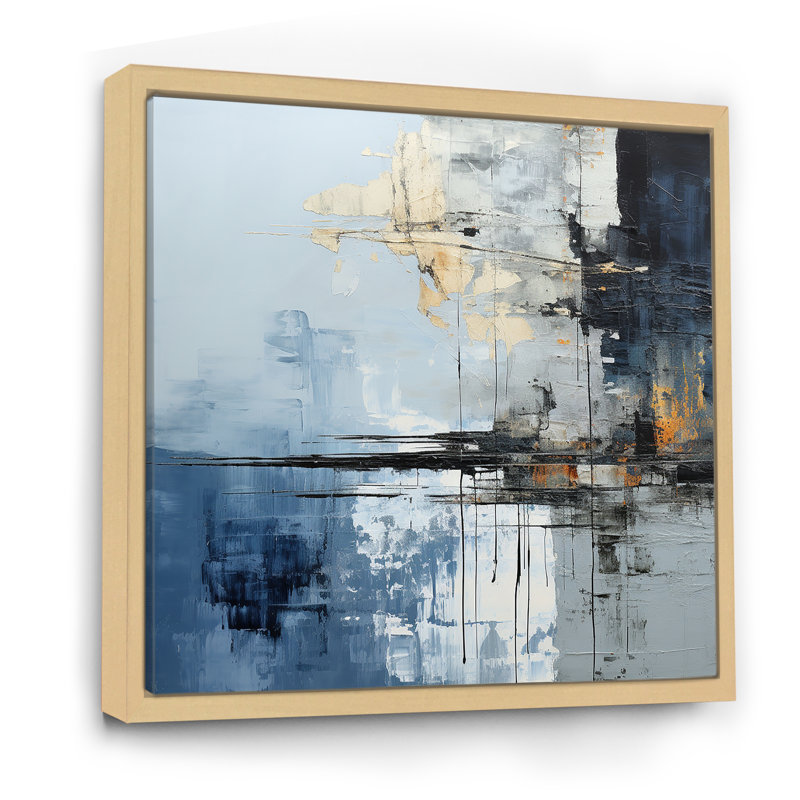 Gris et bleu abstrait, peinture sur lac - Lacs et rivières, impressions d'art mural, Cadre naturel flottant, 24" H x 24" W