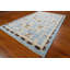 Petit tapis décoratif 3 x 5 po, tapis en laine noué à la main, tapis géométrique crème bleu clair, tapis de labyrinthe scandinave texturé moderne de style indien de luxe