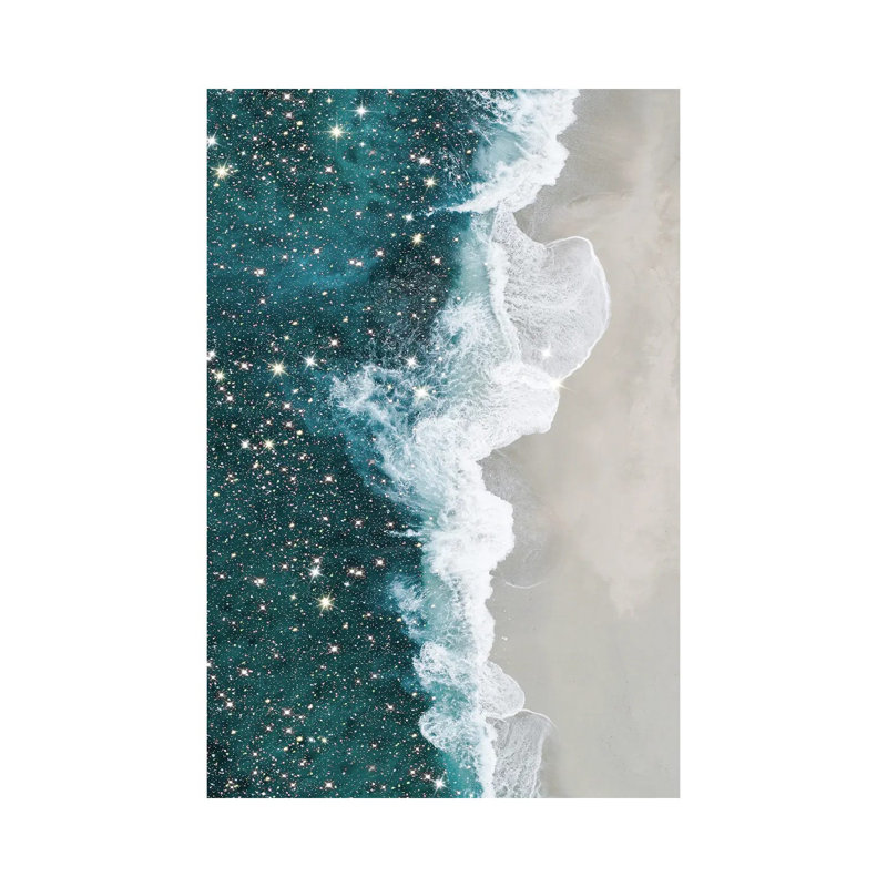 Plage de paillettes aériennes-impression d’art graphique, Toile tendue, Pas de tapis, H 18 po x l 12 po x 1,5 po