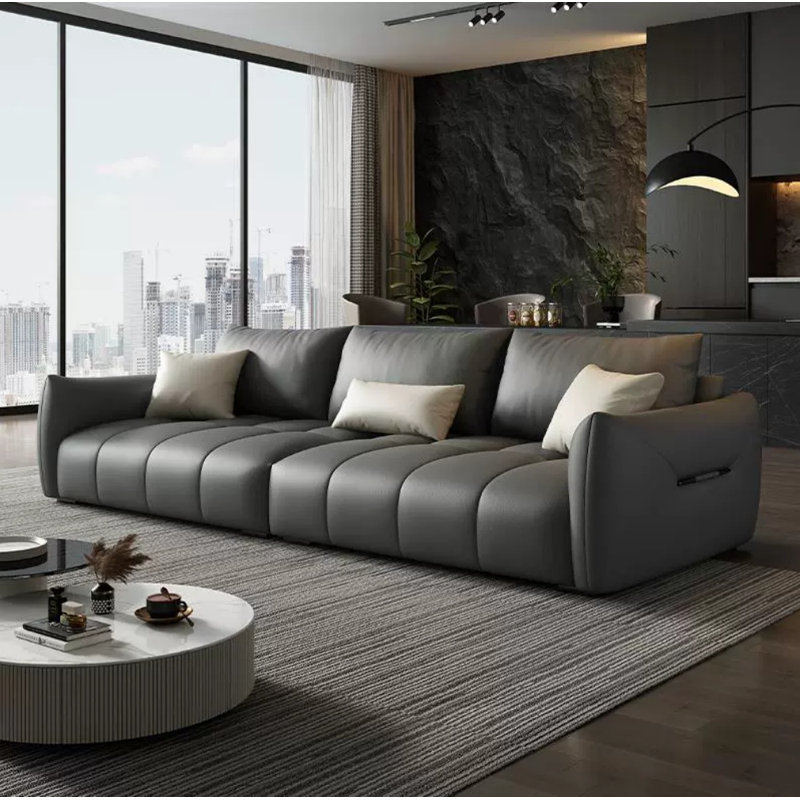 Canapé simple et créatif, H 31,5 po x l 110,24 po x P 39,37 po, 4, Gris foncé