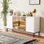 White Buffet Cabinet With 3 Drawers And Storage Doors, For Kitchen Use Living Room