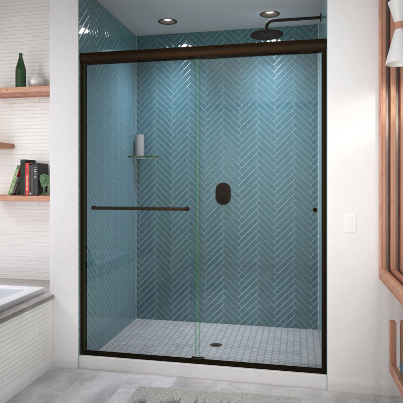 Porte de douche demi-cadre 56 "x 70,5" Ese, Vers la droite, Bronze huilé anodisé