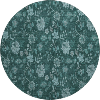 Premium Machine Washable Prisco Teal Rug