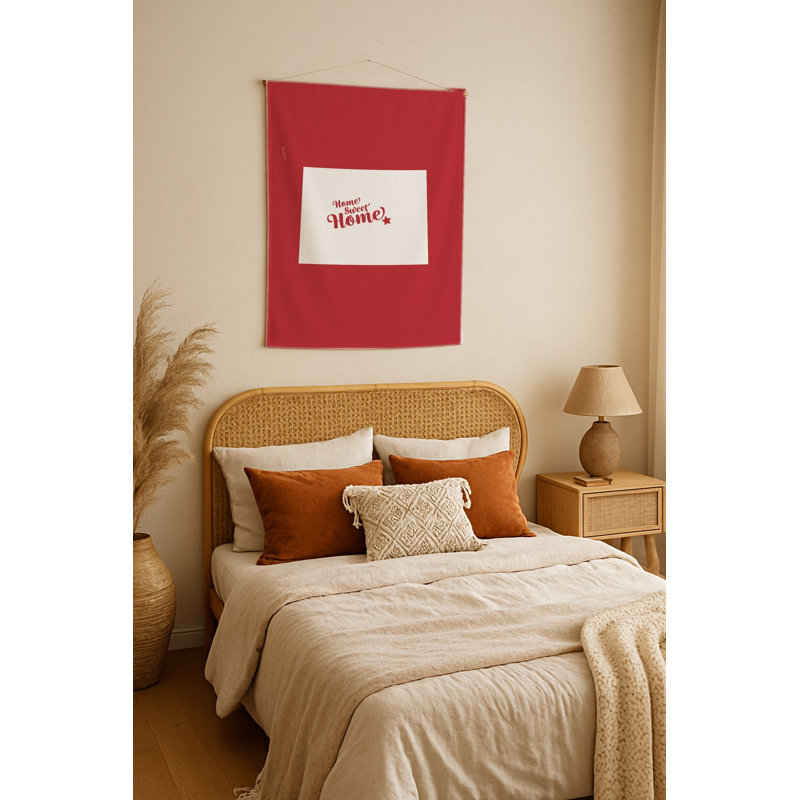 Home Sweet Casper — Silhouette de l'État du Wyoming — Tapisserie murale tissée portrait, H 70 po x l 50 po
