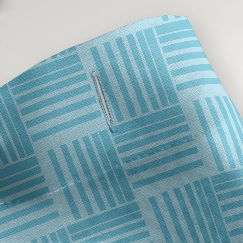 Rideau de douche simple basketweave rayures classic, Aqua / noir
