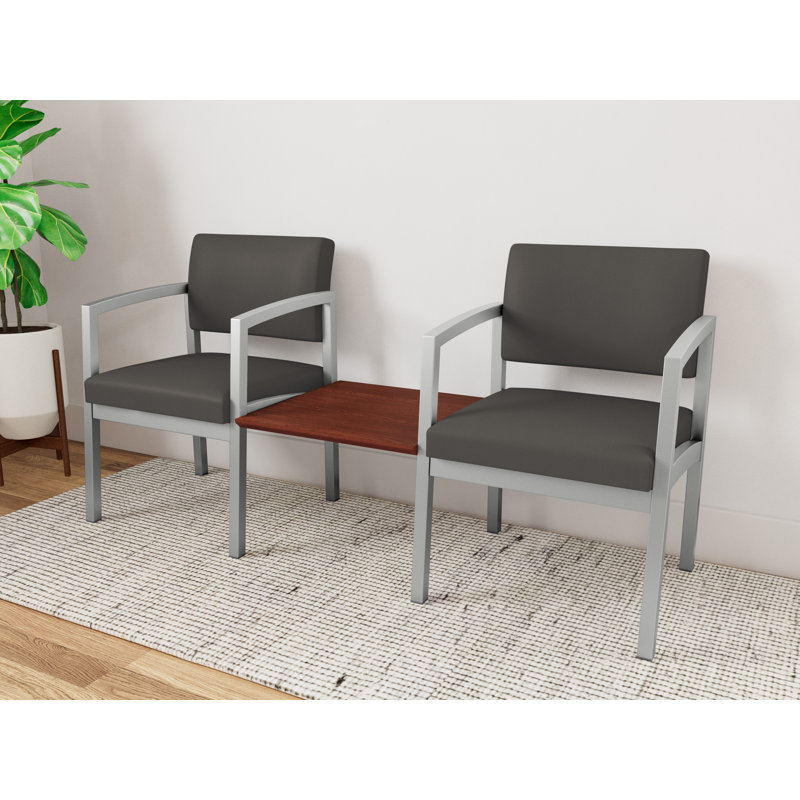 Structure tandem 2 places avec table centrale en acier Lenox, Argent / cerise Canyon, Cerise Canyon