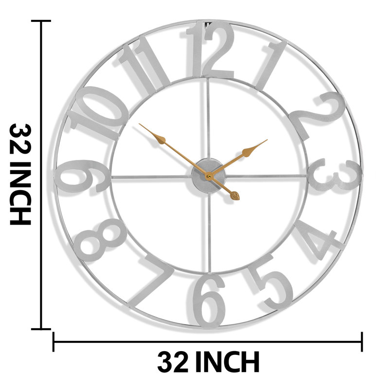 Grande horloge murale 32 po, Argent